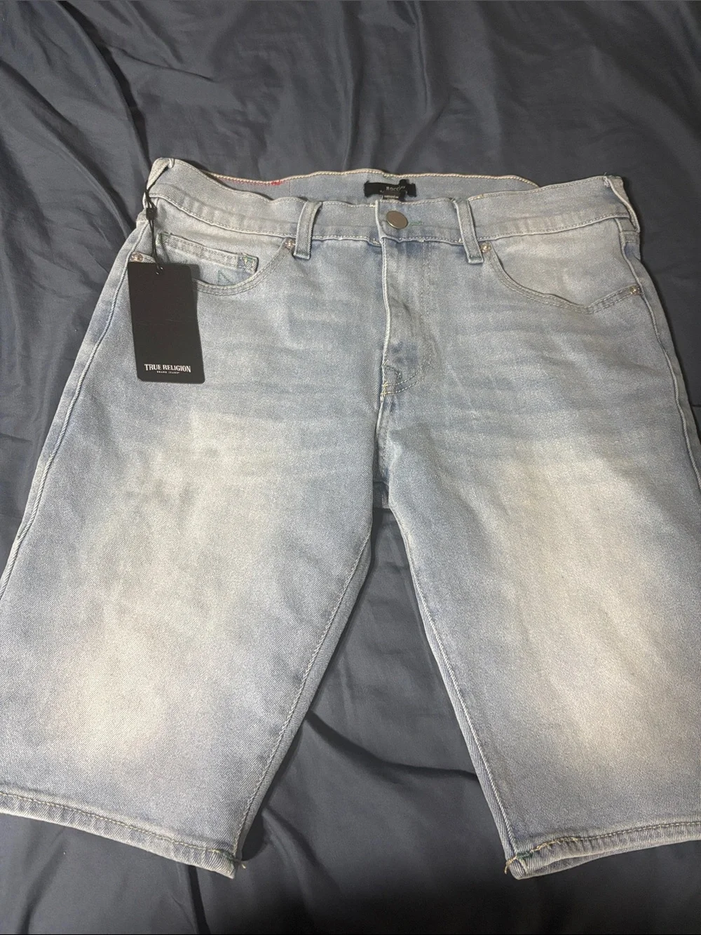 True Religion Light Blue Men's Denim Shorts
